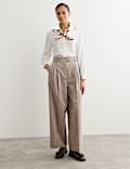 Pantalon taille haute coupe droite en laine