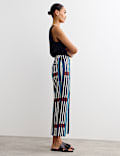Cotton Blend Jacquard Straight Leg Trousers