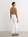 Pantalon coupe barrel 100 % lin