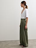 Linen Rich Wide Leg Trousers with Wool