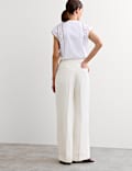 Pleat Front Wide Leg Trousers
