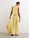 Pleat Front Wide Leg Trousers