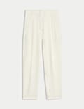 Pure Linen Pleat Front Tapered Trousers