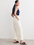 Pure Cotton Seersucker Wide Leg Trousers
