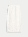 Cotton Rich Organza Jacquard Midi Column Skirt