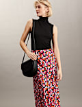 Pure Silk Floral Midi Slip Skirt