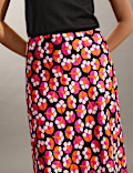 Pure Silk Floral Midi Slip Skirt