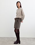 Double Faced Wool Checked Knee Length Wrap Skirt