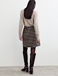 Double Faced Wool Checked Knee Length Wrap Skirt