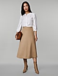 Pure Wool Midi A-Line Skirt