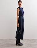 Pleated Midaxi Tailored Skirt with Wool