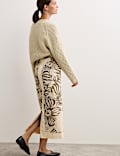 Printed Jacquard Midaxi Column Skirt