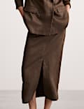 Jupe midi coupe droite 100 % lin