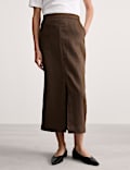 Jupe midi coupe droite 100 % lin