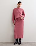 Pure Merino Wool Knitted Midi Skirt