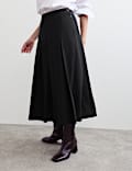 Jupe-culotte pliss&eacute;e coupe large avec laine