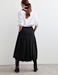 Jupe-culotte pliss&eacute;e coupe large avec laine
