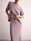 Pure Wool Knitted Midi Column Skirt