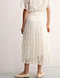 Cotton Rich Lace Pleated Midi Skirt