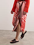 Pure Silk Jellyfish Print Midi Wrap Skirt