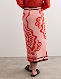 Pure Silk Jellyfish Print Midi Wrap Skirt
