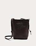 Leather Lattice Cross Body Bag