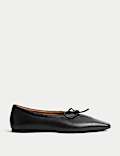 Leather Slip On Flat Pumps