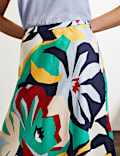 Jupe midi 100&nbsp;% soie &agrave; motif fleuri