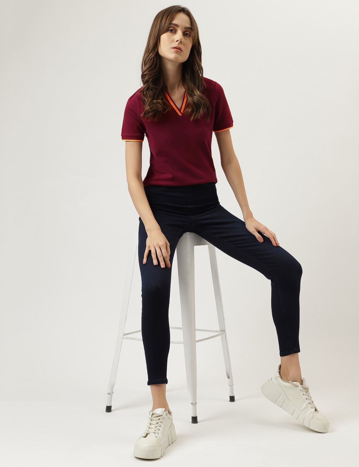 

Marks & Spencer Pure Cotton Polo Neck T-Shirt (FEMALE, CRIMSON, 6)