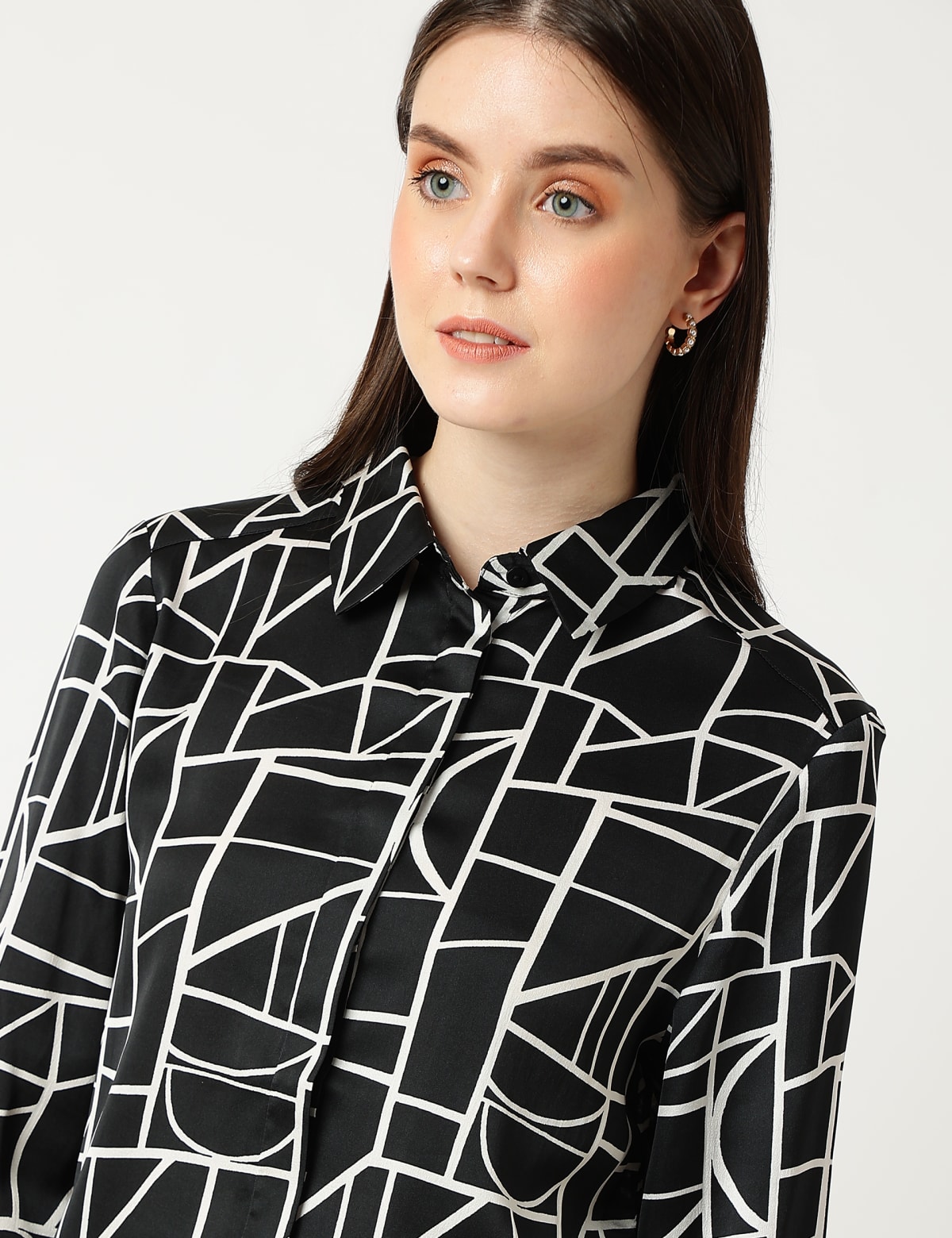 

Marks & Spencer Printed Collared Shirt (FEMALE, BLACK MIX, 8)