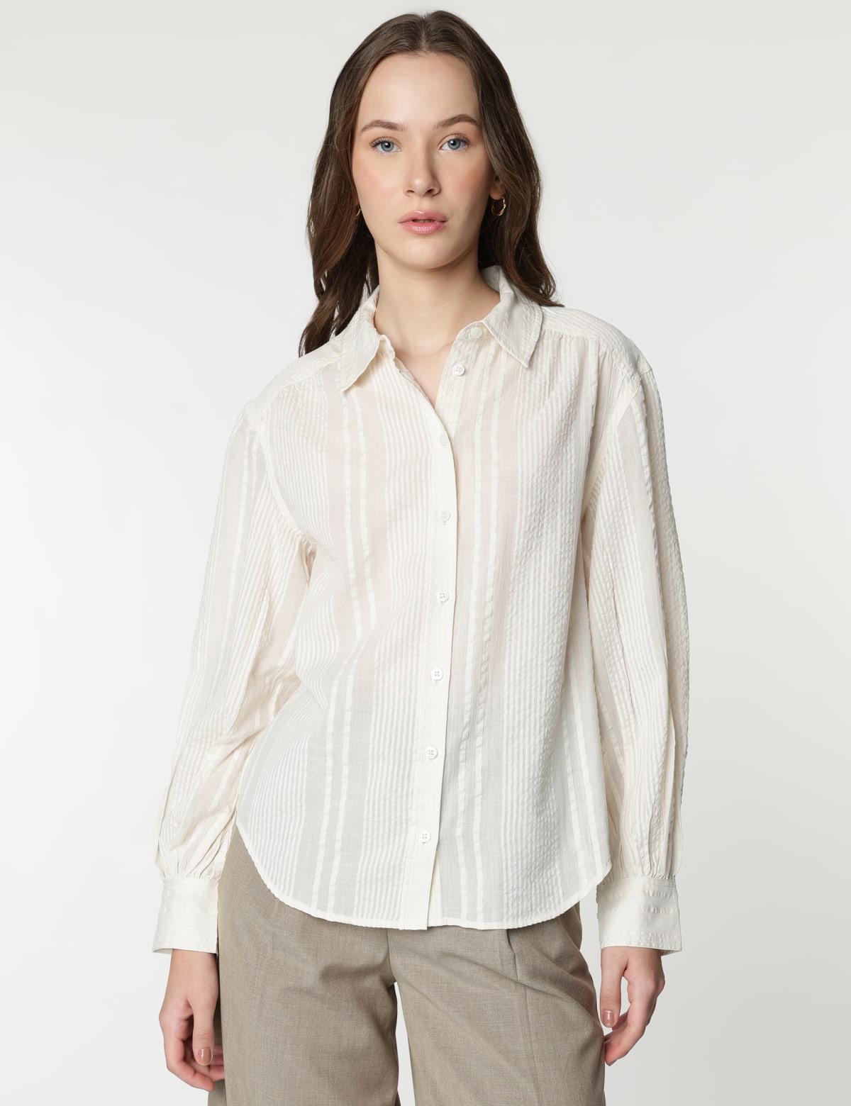 

Marks & Spencer Pure Cotton Stripes Spread Collar Shirt (FEMALE, ECRU, 14)