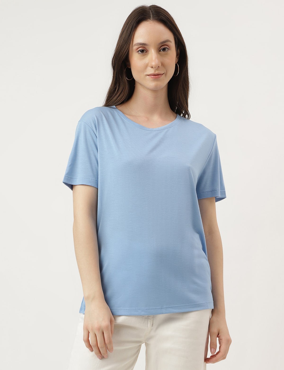 

Marks & Spencer Relaxed Fit Crew Neck Tee (FEMALE, SKY BLUE, 14)