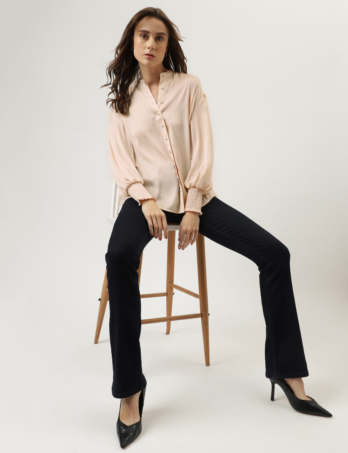 

Marks & Spencer Mandarin Collar Blouse (FEMALE, PALE APRICOT, 20)