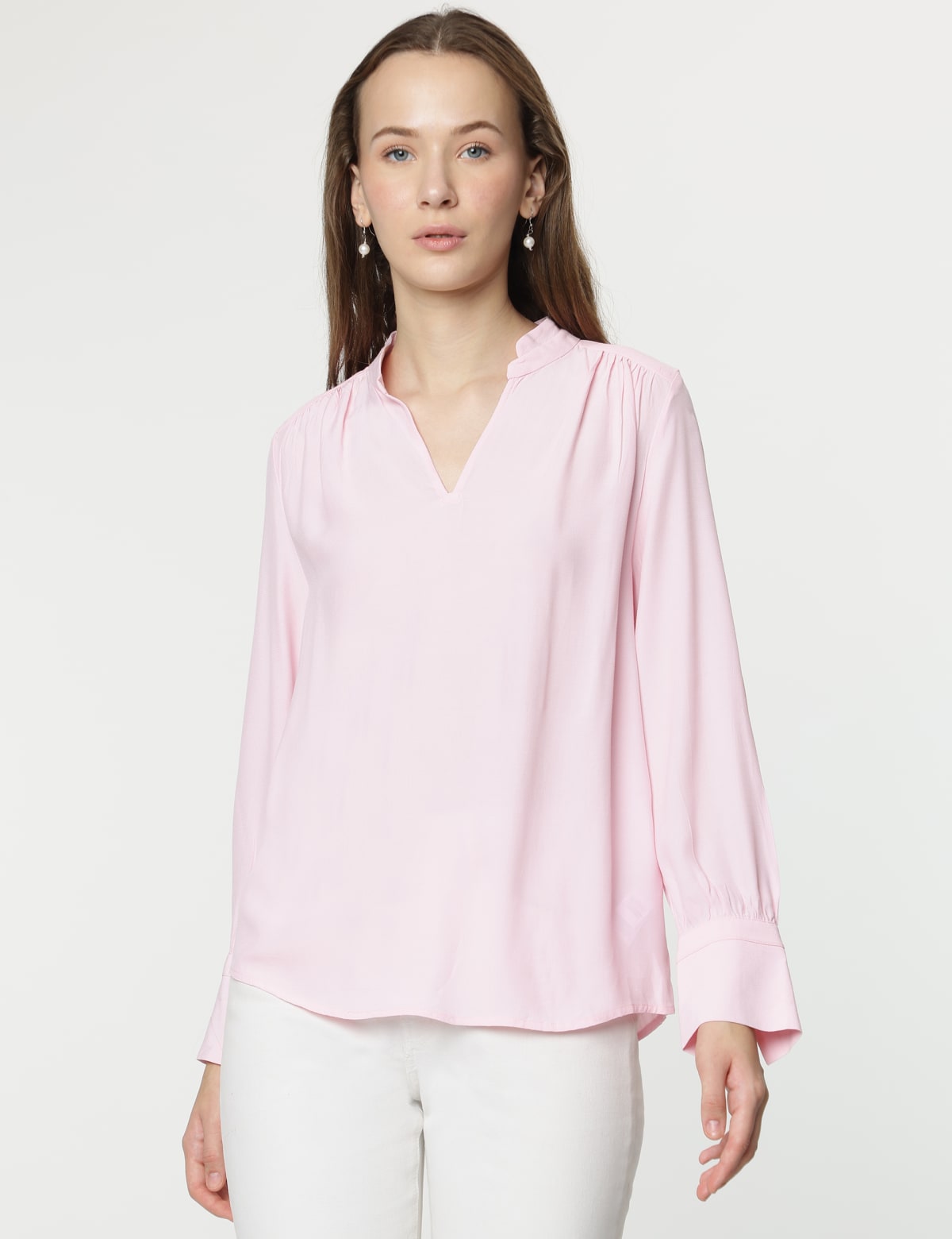 

Marks & Spencer Pure Viscose Polka Dots Full Sleeves Blouse (FEMALE, LIGHT ROSE, 18-REG)