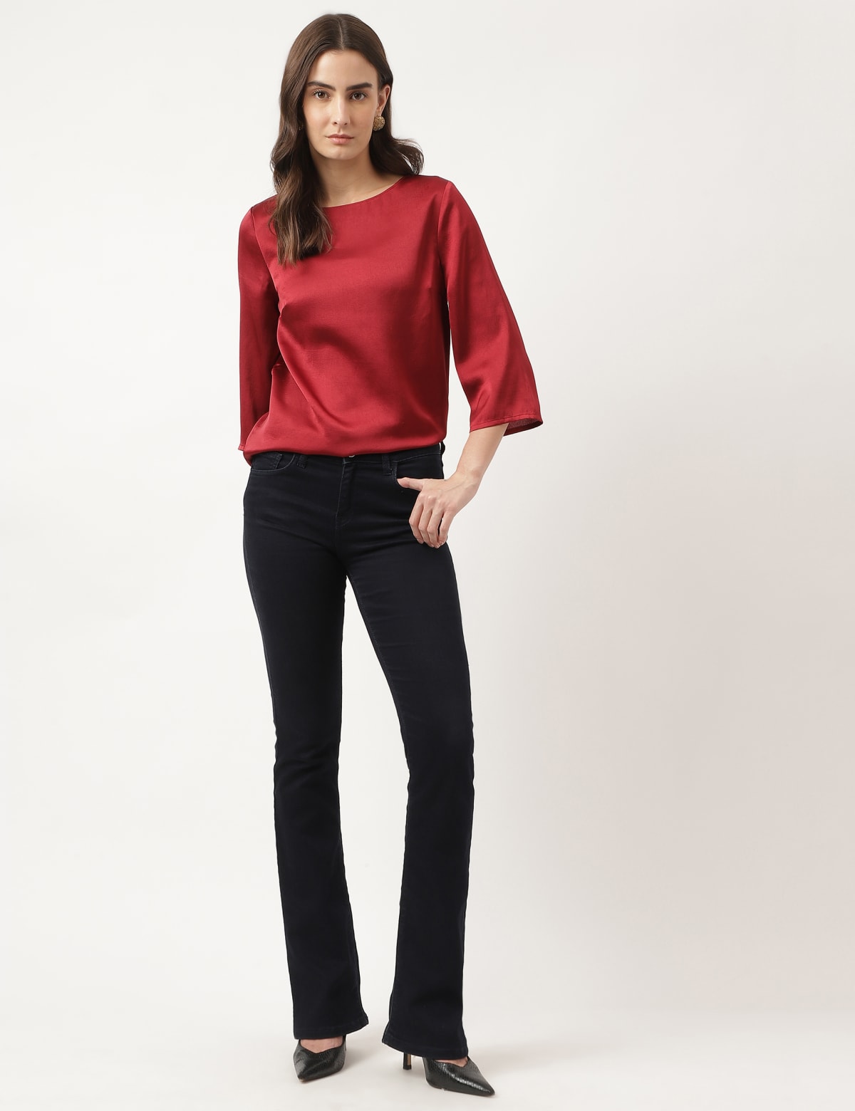 

Marks & Spencer Satin Round Neck Top (FEMALE, CRIMSON, 8)