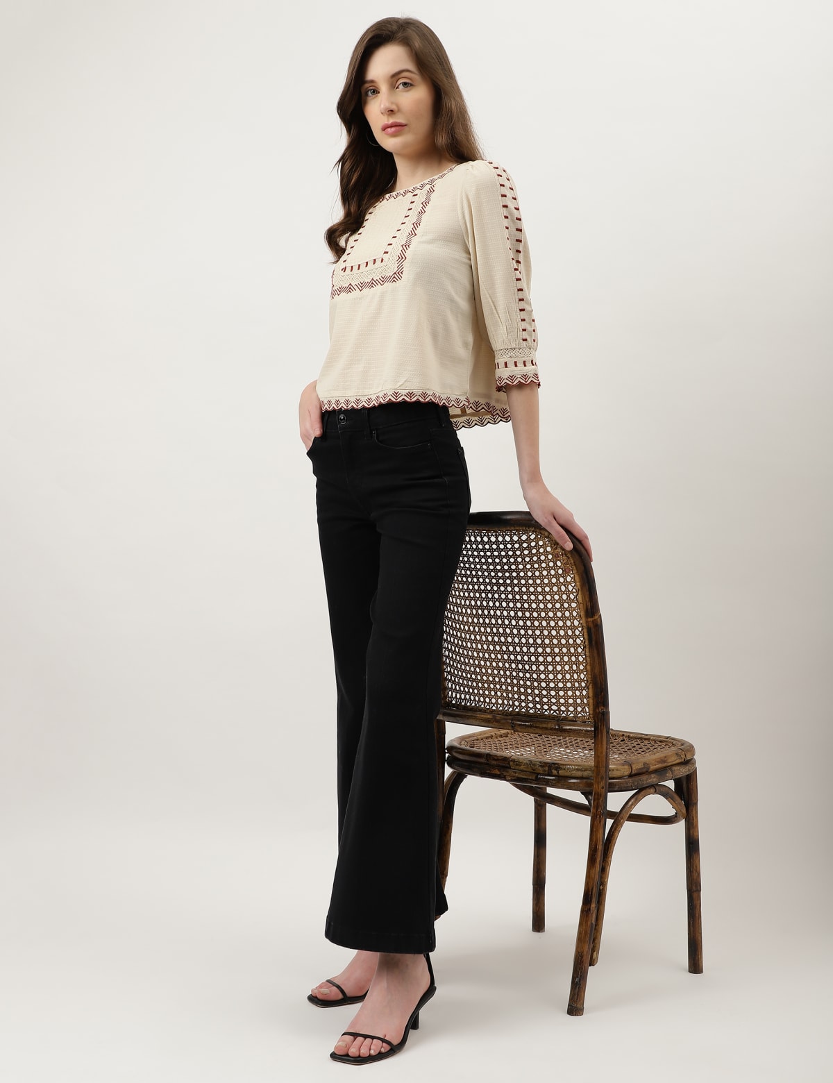 

Marks & Spencer Embroidered Round Neck Top (FEMALE, BEIGE, 8)