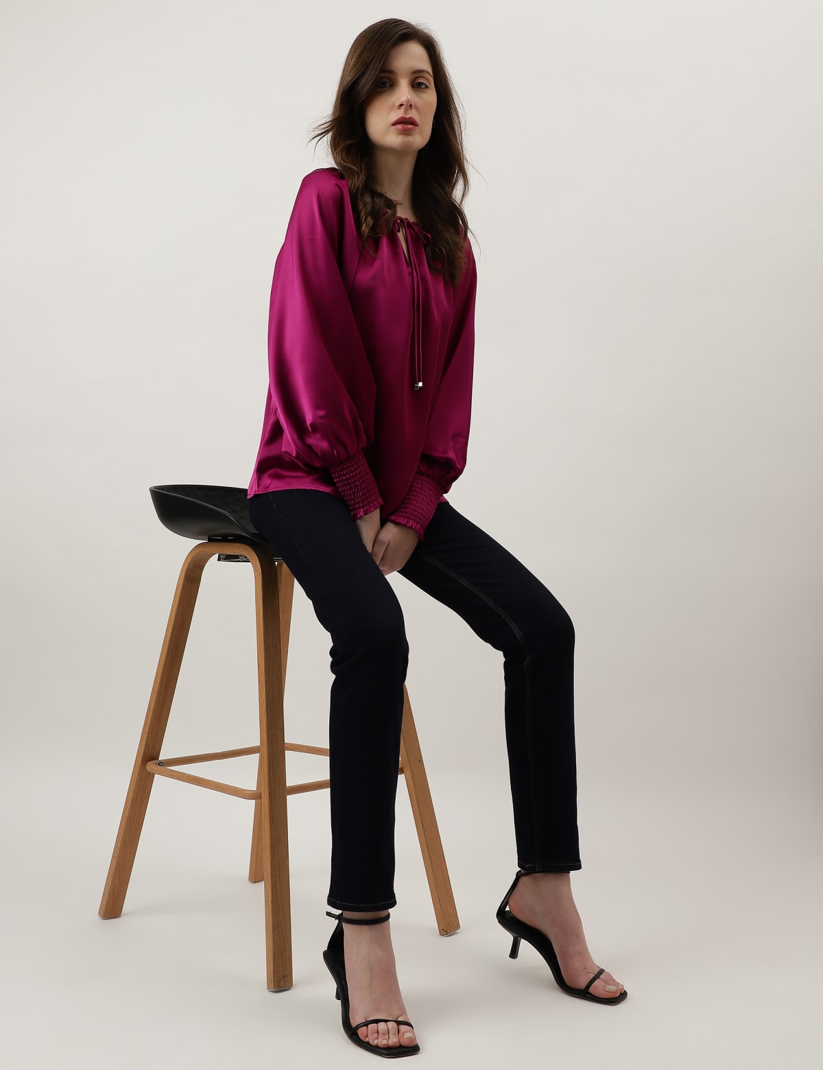 

Marks & Spencer Solid Bishop Sleeves Blouse (FEMALE, MAGENTA, 8)