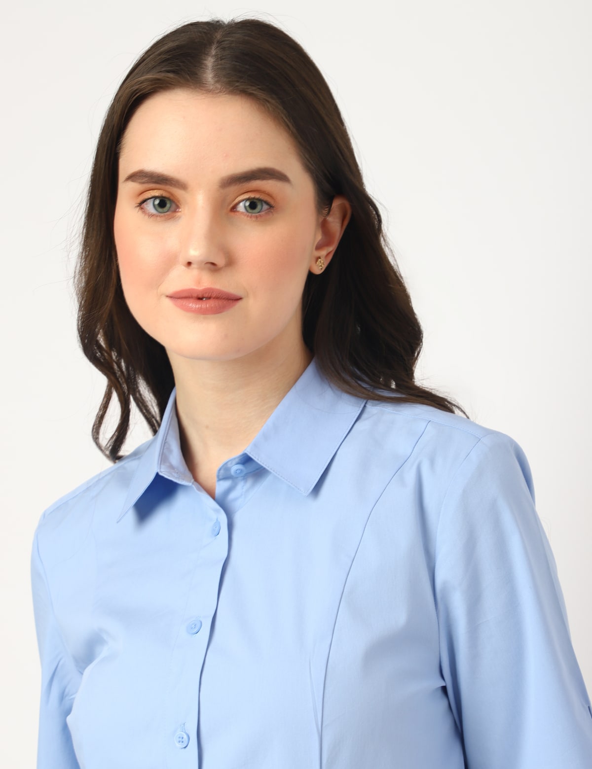 

Marks & Spencer Cotton Mix Plain Spread Collar Shirt (FEMALE, BLUE MIX, 10)