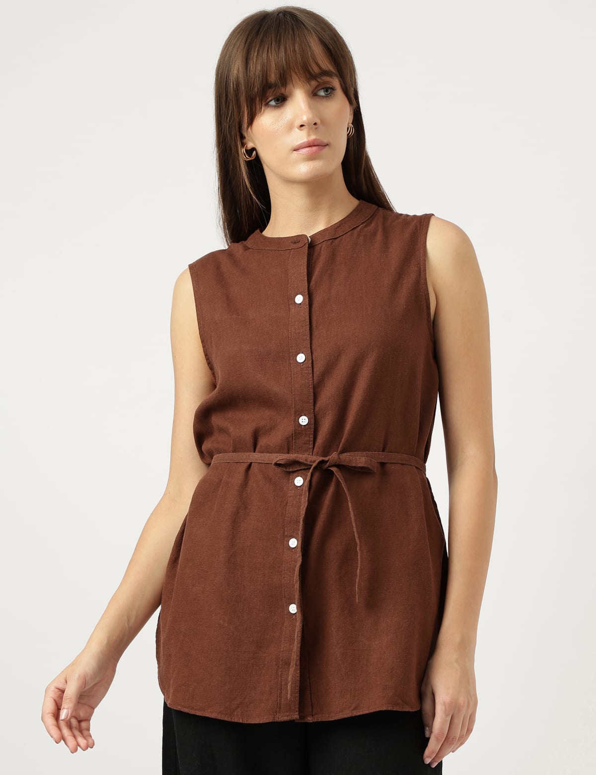 

Marks & Spencer Band Neck Top (FEMALE, CONKER, 16)