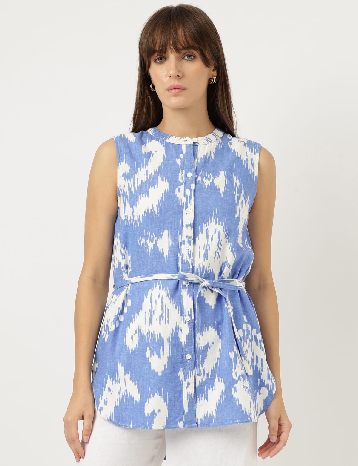 

Marks & Spencer Tye-Dye Band Neck Top (FEMALE, BLUE MIX, 20)