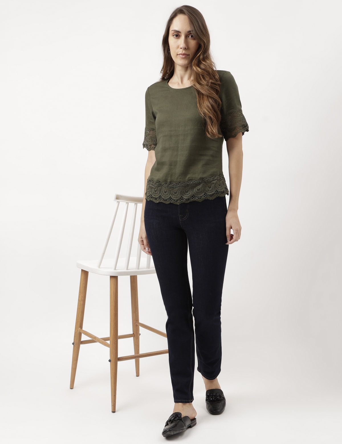 

Marks & Spencer Lace Short Sleeve Blouse (FEMALE, OLIVE, 18)