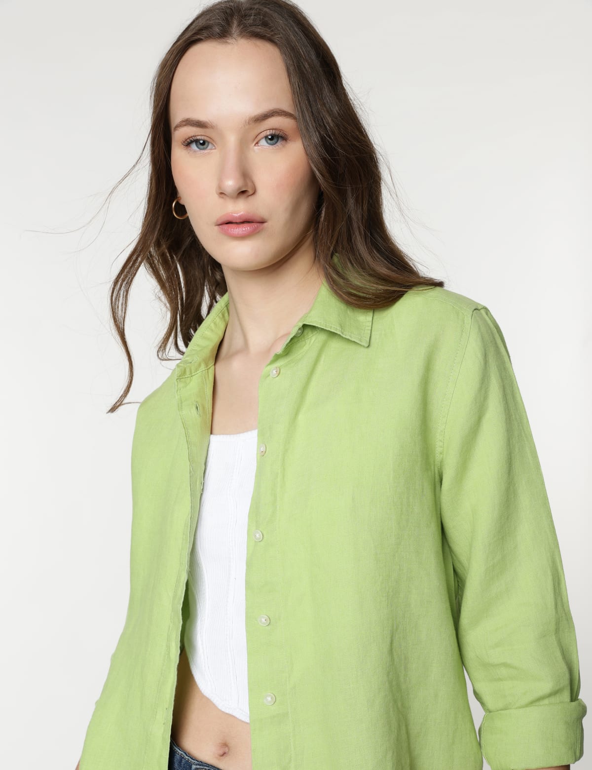 

Marks & Spencer Spread Collar Plain Shirt (FEMALE, PISTACHIO, 10)