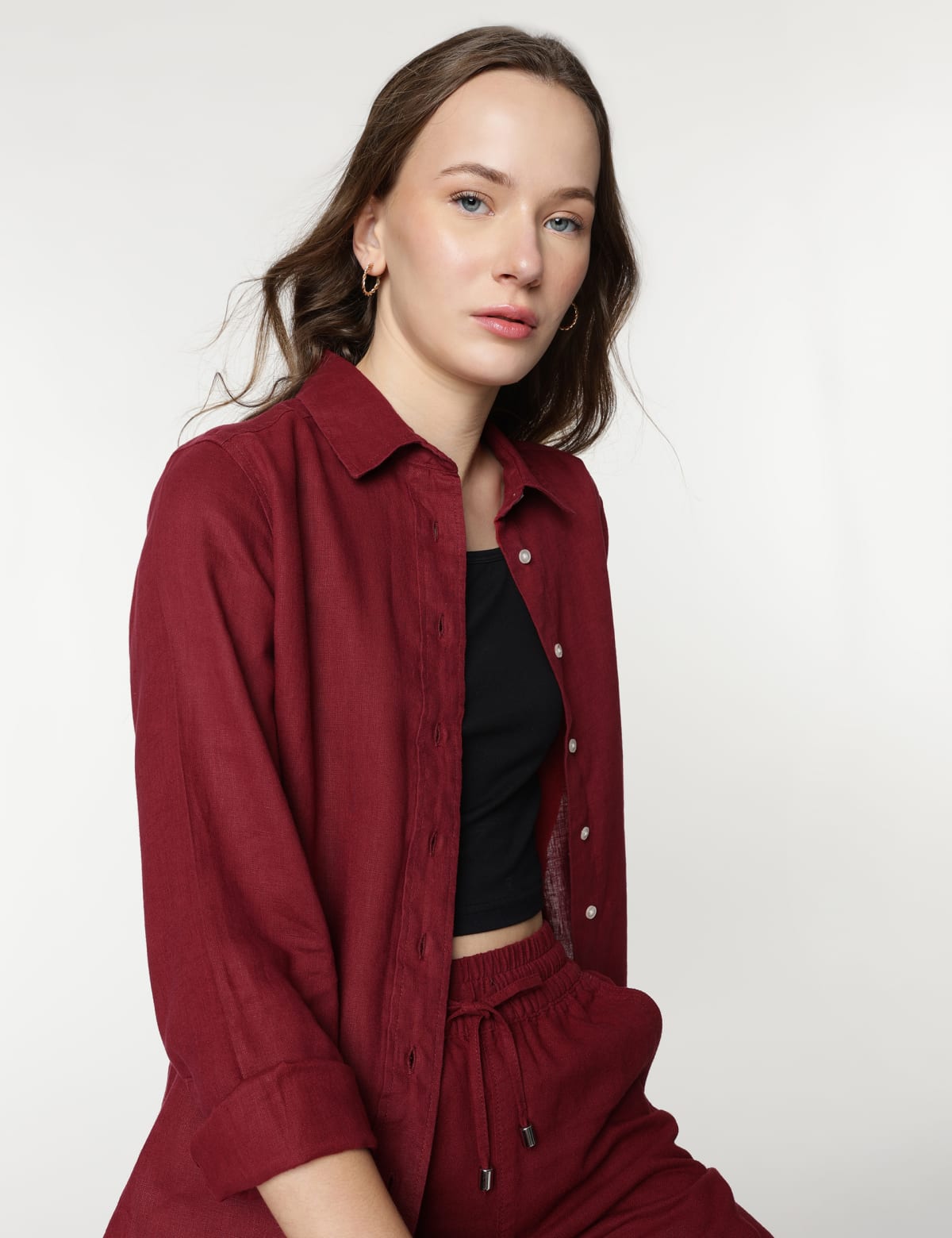 

Marks & Spencer Spread Collar Plain Shirt (FEMALE, DARK RED, 16)