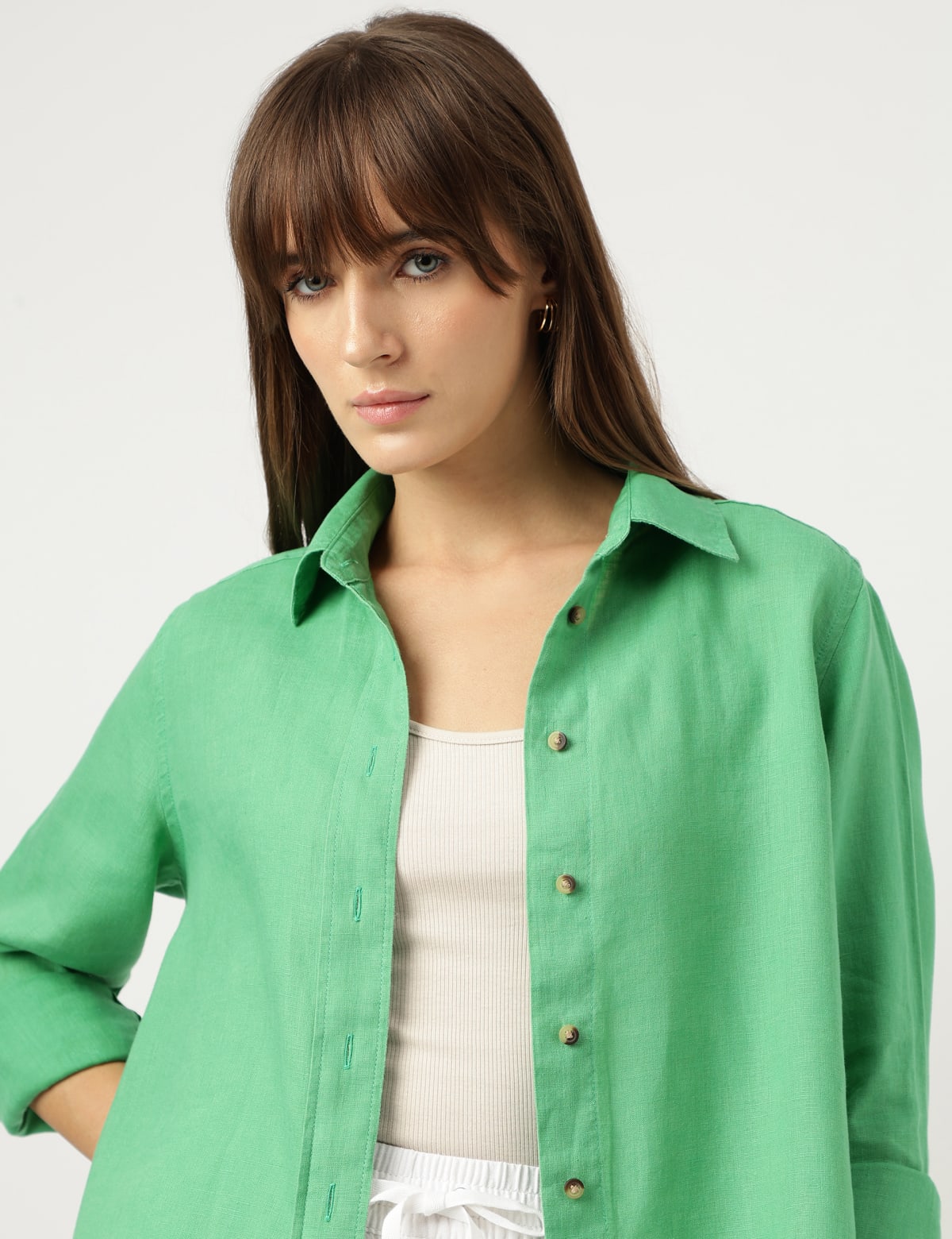 

Marks & Spencer Spread Collar Plain Shirt (FEMALE, MEDIUM GREEN, 8)