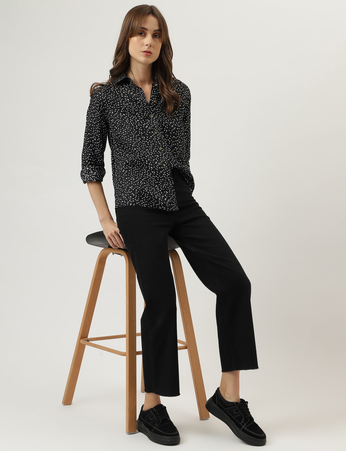 

Marks & Spencer Printed Regular Fit Shirt (FEMALE, BLACK MIX, 10)