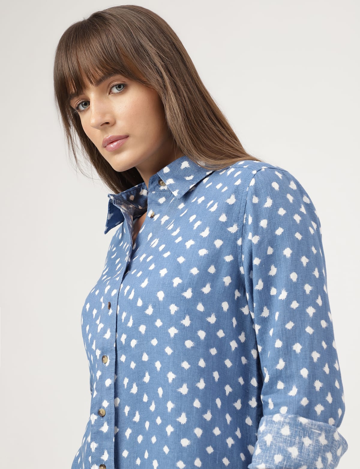 

Marks & Spencer Pure Linen Printed Shirt (FEMALE, INDIGO MIX, 14)