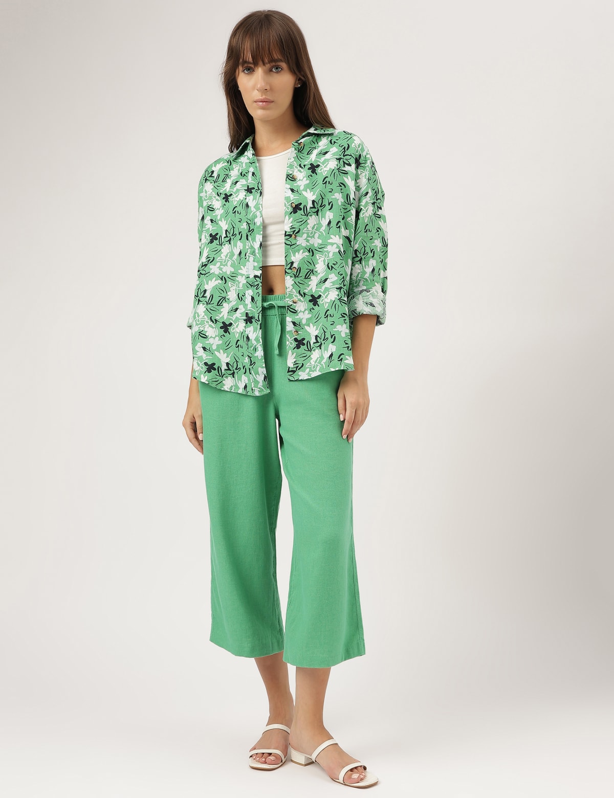 

Marks & Spencer Pure Linen Floral Printed Shirt (FEMALE, GREEN MIX, 20)