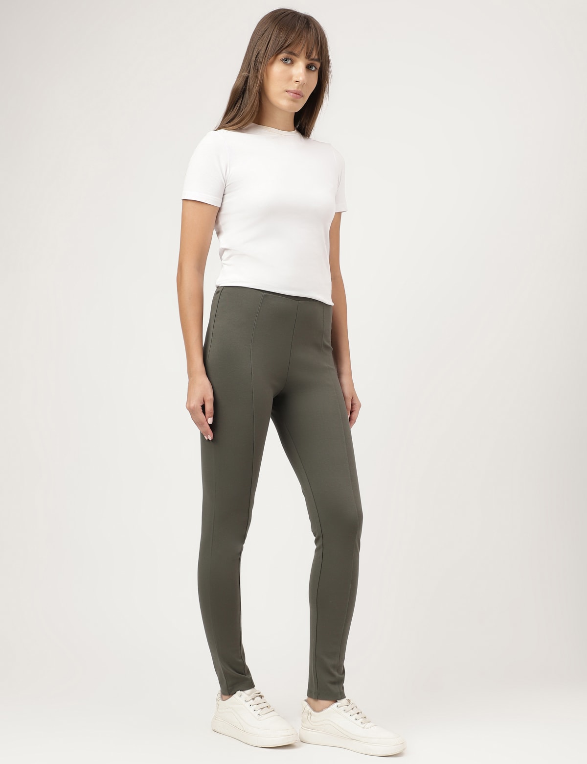 

Marks & Spencer Viscose Mix Plain Skinny Treggings (FEMALE, DARK OLIVE MIX, 18-REG)