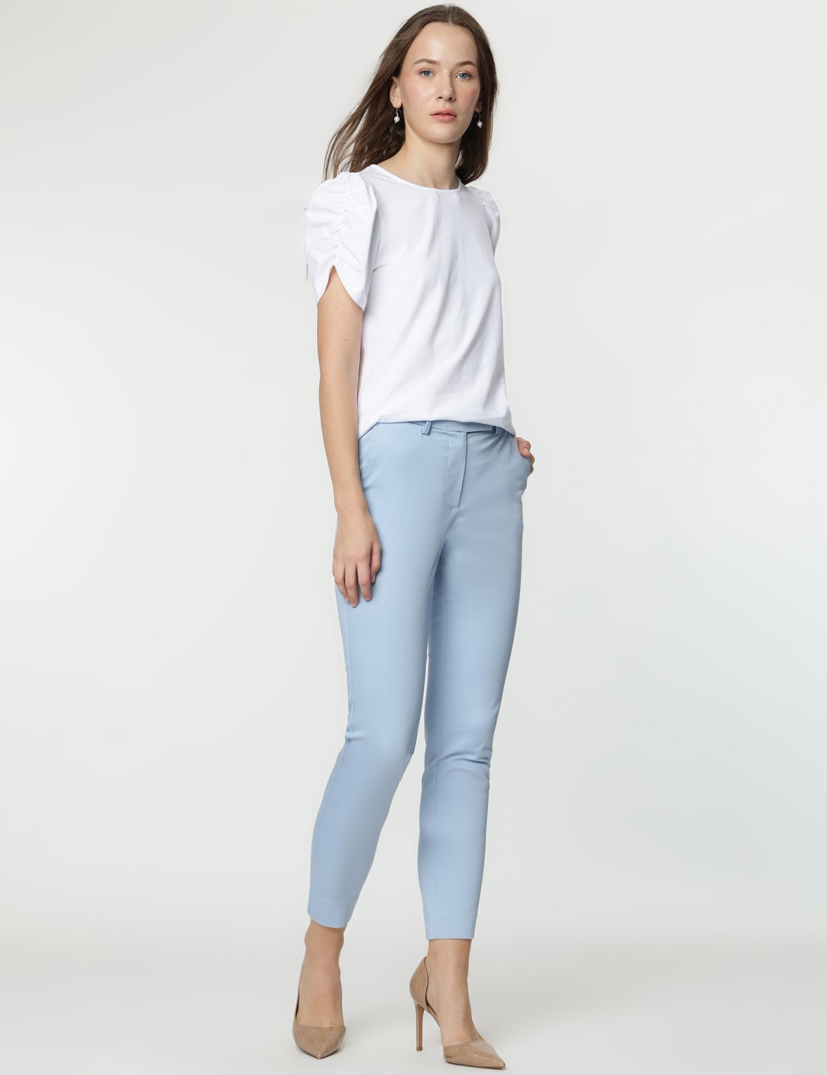 

Marks & Spencer Cotton Rich Plain Straight Leg Trousers (FEMALE, BLUE, 10-REG)
