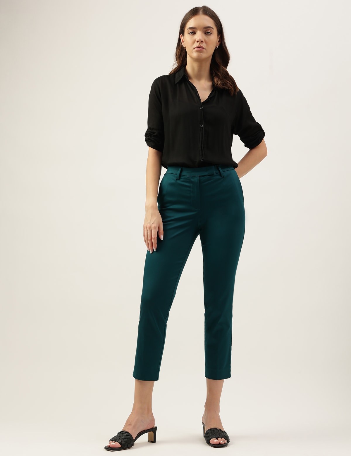 

Marks & Spencer Cotton Rich Plain Straight Leg Trouser (FEMALE, PEACOCK, 16-REG)